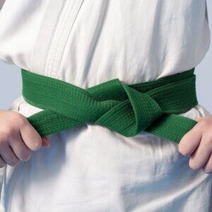 Vintage martial art karate taekwondo judo Jiu Jitsu training green belt